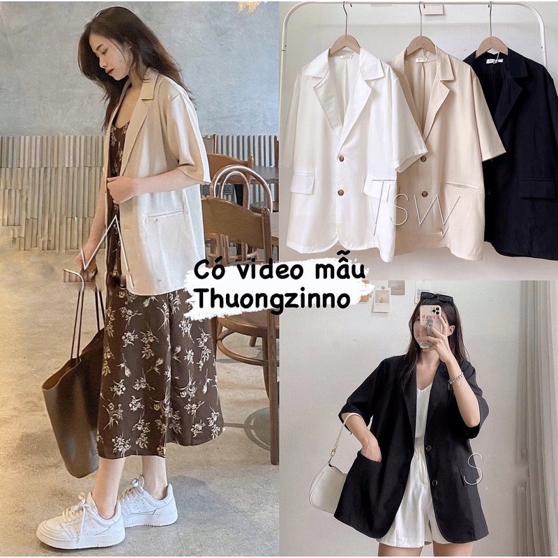 [Ảnh thật/Video]Áo blazer Nancy vest cộc tay nhiều màu Áo blazer khoác ngoài phong cách Hàn Quốc