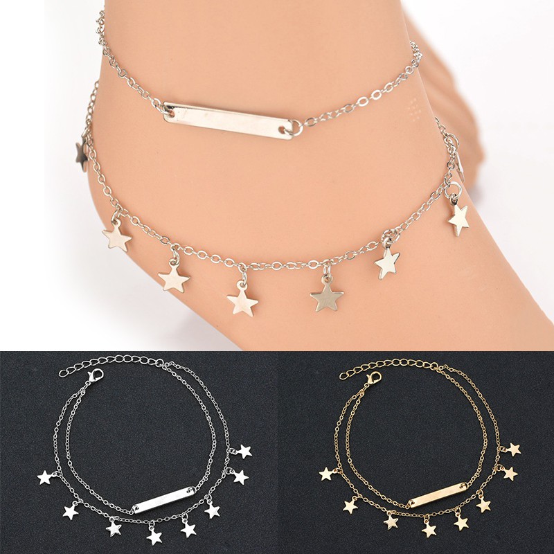 Lắc đeo cổ chân 2 vòng đính ngôi sao xinh xắn thời trang nữ | BigBuy360 - bigbuy360.vn