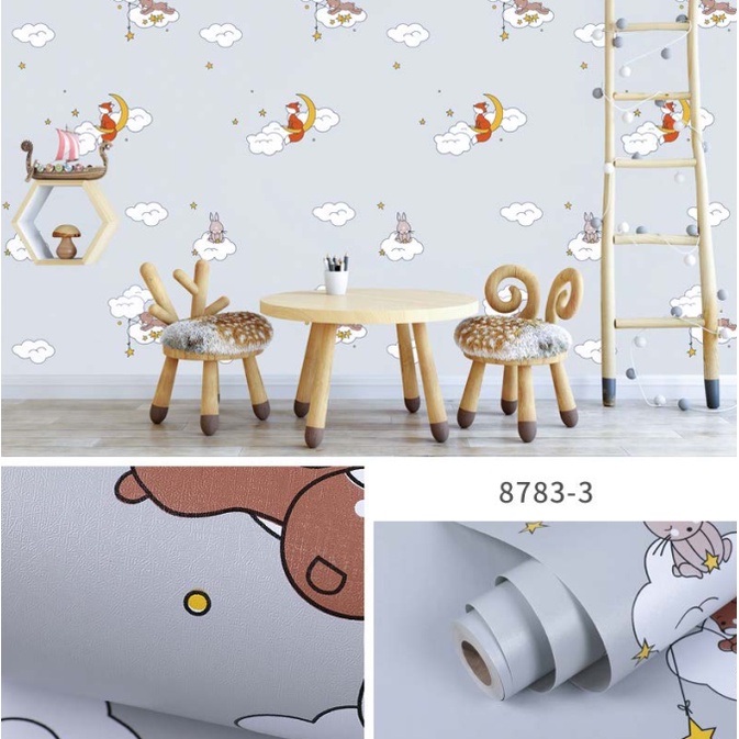 Decal giấy dán tường CÁO XÁM MỚI khổ 45cm keo sẵn