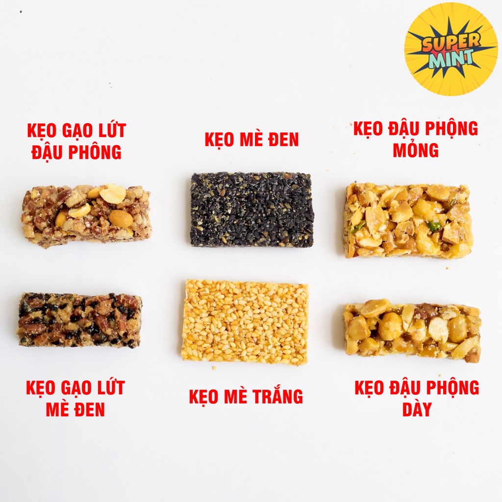 Kẹo đậu phộng - kẹo mè - kẹo gạo lứt ngon giòn Super Mint