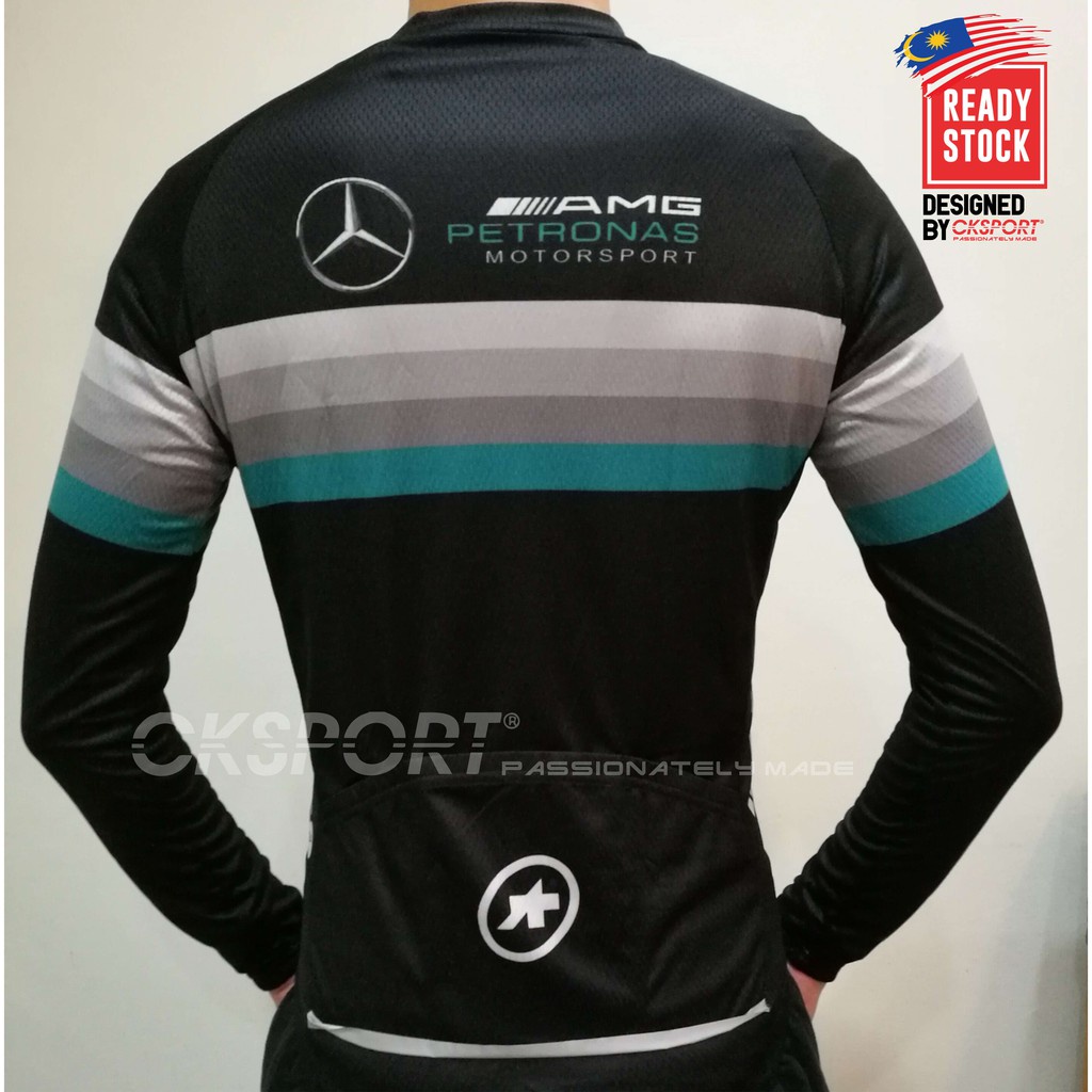 Petronas AMG Mercedes Áo Đen Dài Tay Đi Xe Đạp Mát Mẻ Công Nghệ Mát Mẻ Hàng Có Sẵn