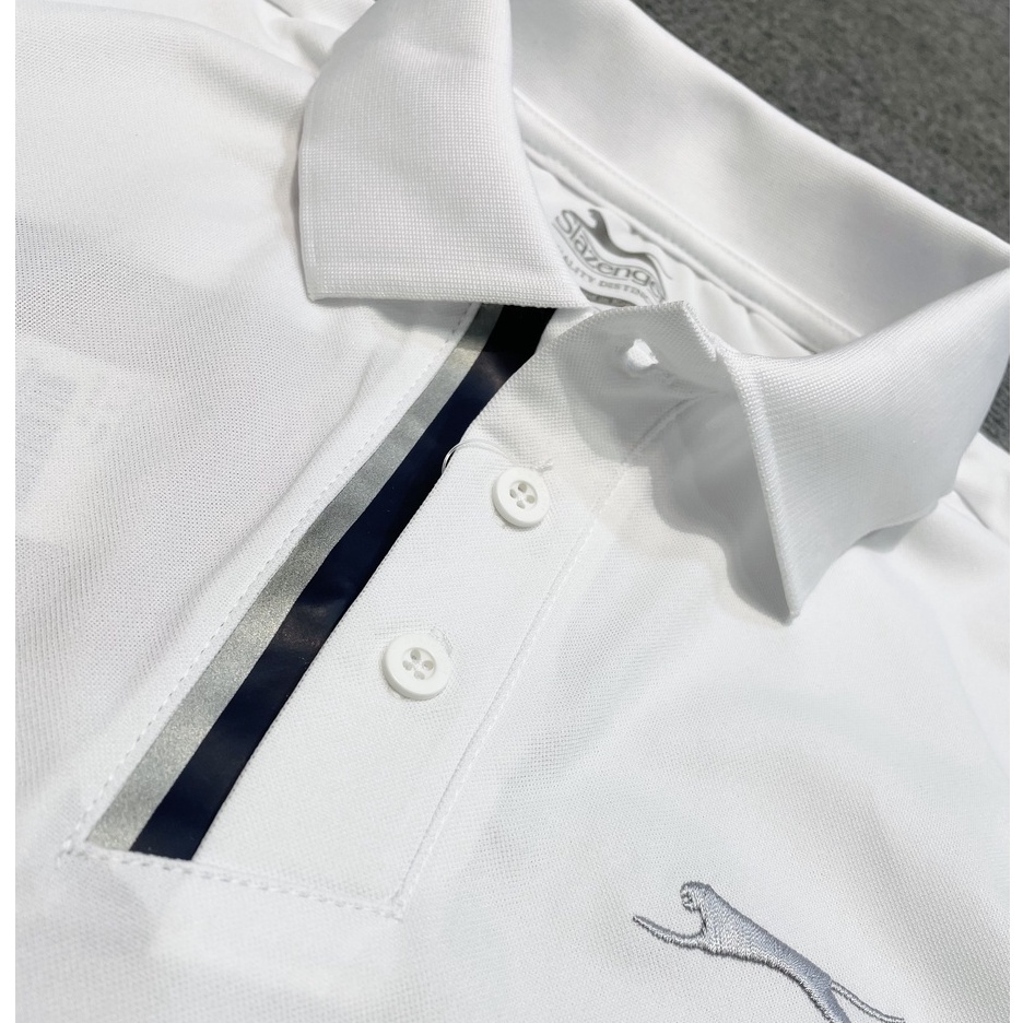 Áo phông nam cổ bẻ màu trắng thể thao cực đẹp xuất hàn Slazenger
