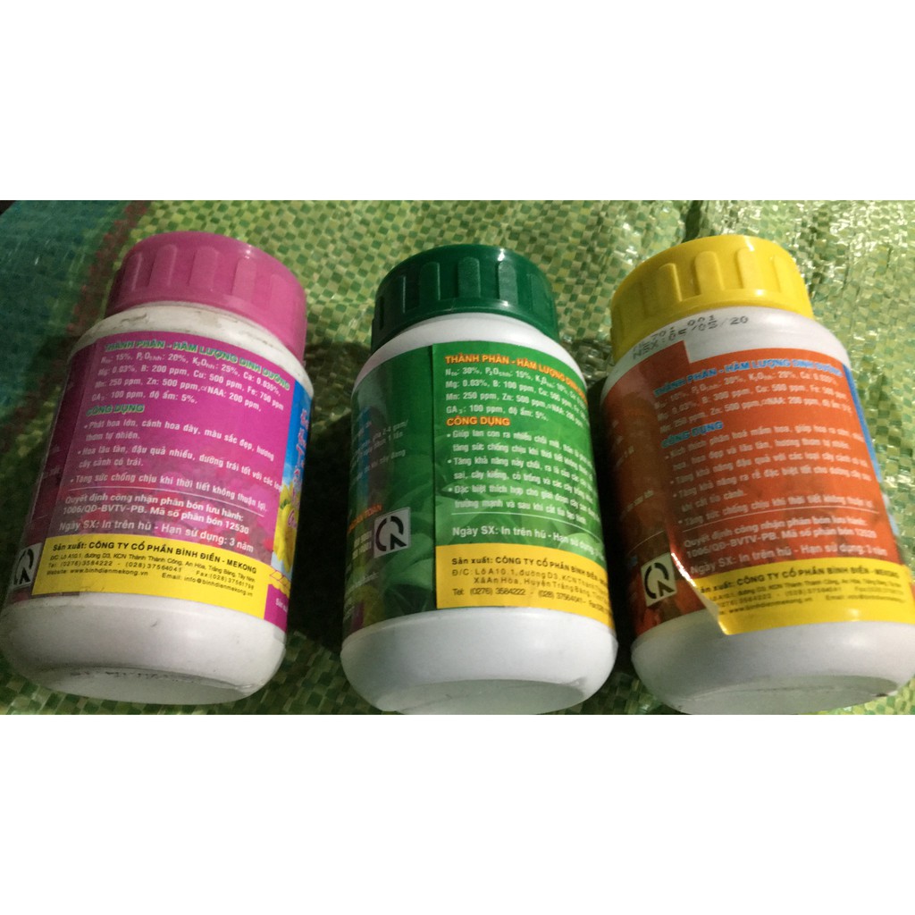 Combo 03 lọ phân NPK đầu trâu 501 701 và 901 chăm sóc hoa lan cây cảnh mỗi lọ 100gr