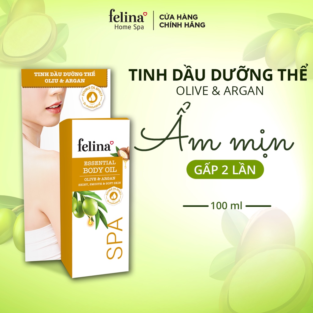 Tinh Dầu Dưỡng Thể Body Oil Felina Home Spa 100ml tăng cường & khóa ẩm cho làn da căng mướt tức thì