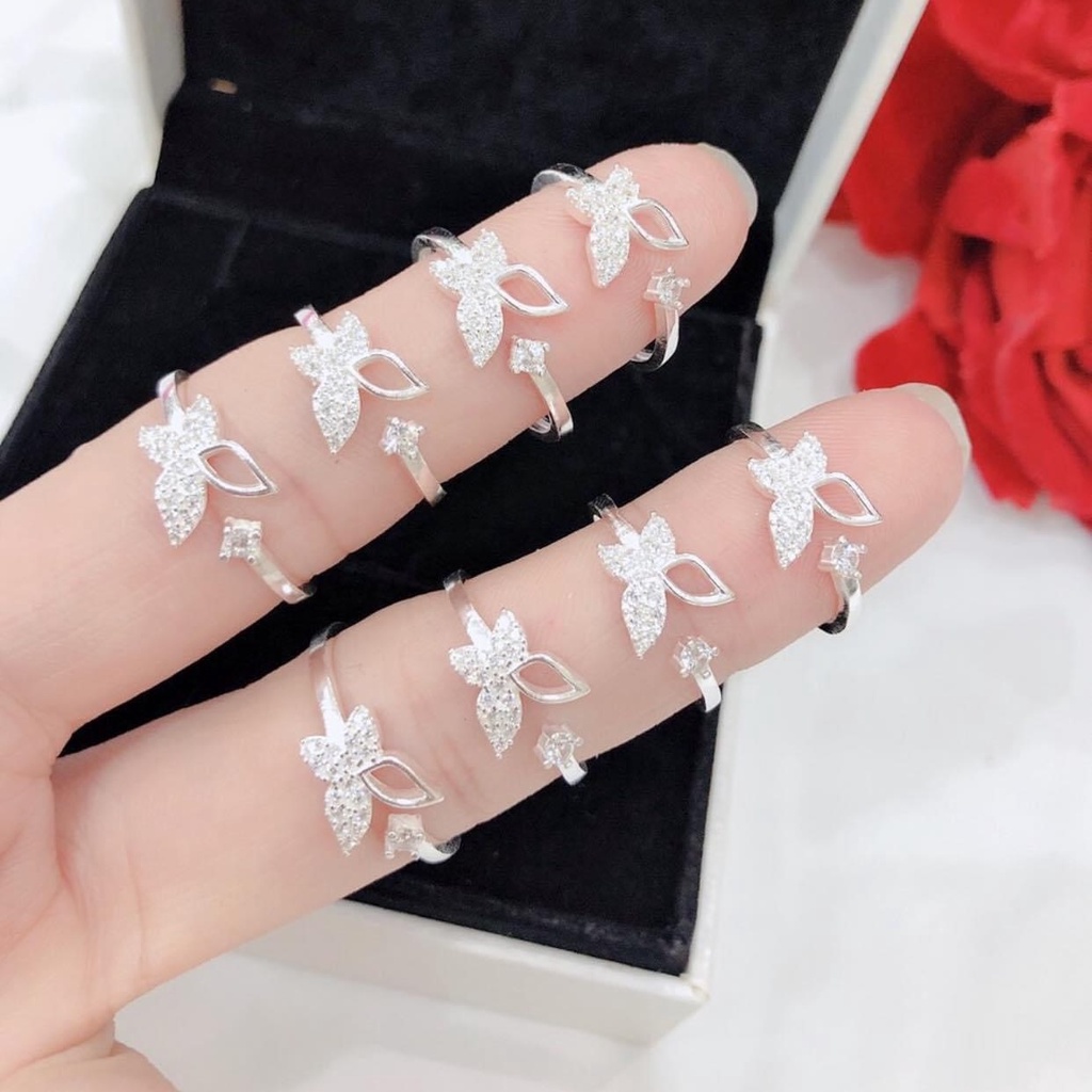 Nhẫn hở free size hình cánh bướm chất liệu bạc ta sang trọng nữ tính