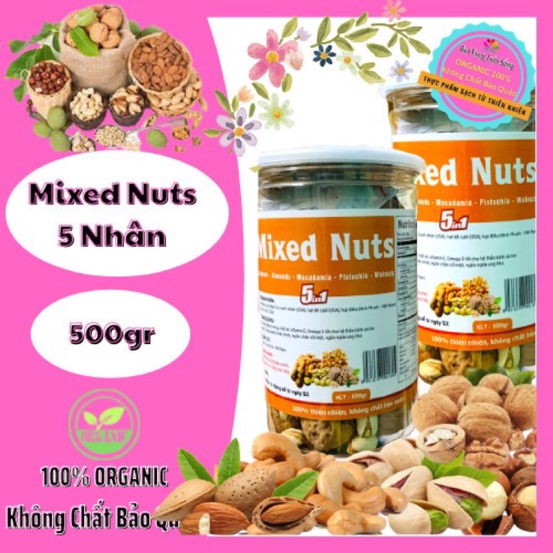 [Mới ra lò] Hạt Mix Nuts 5 loại Hạt Macca – Hạnh nhân – Hạt Dẻ cười – Hạt Điều – Hạt Óc chó GIÀU CHẤT XƠ, TỐT CHO TIM