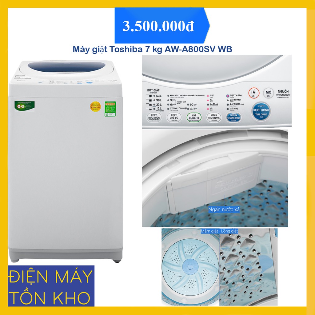 Máy giặt Toshiba 7 kg AW-A800SV WB