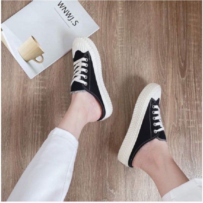 Giày sục thể thao ulzzang buộc dây đen trắng hot hit | BigBuy360 - bigbuy360.vn