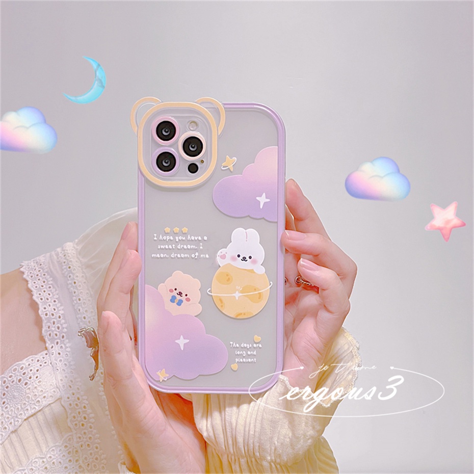 Ốp Điện Thoại Họa Tiết Thỏ / Gấu / Hành Tinh Cho iPhone 14 13 12 11 Pro Max SE2020 X XR Xs Max 7 8 6 6s Plus