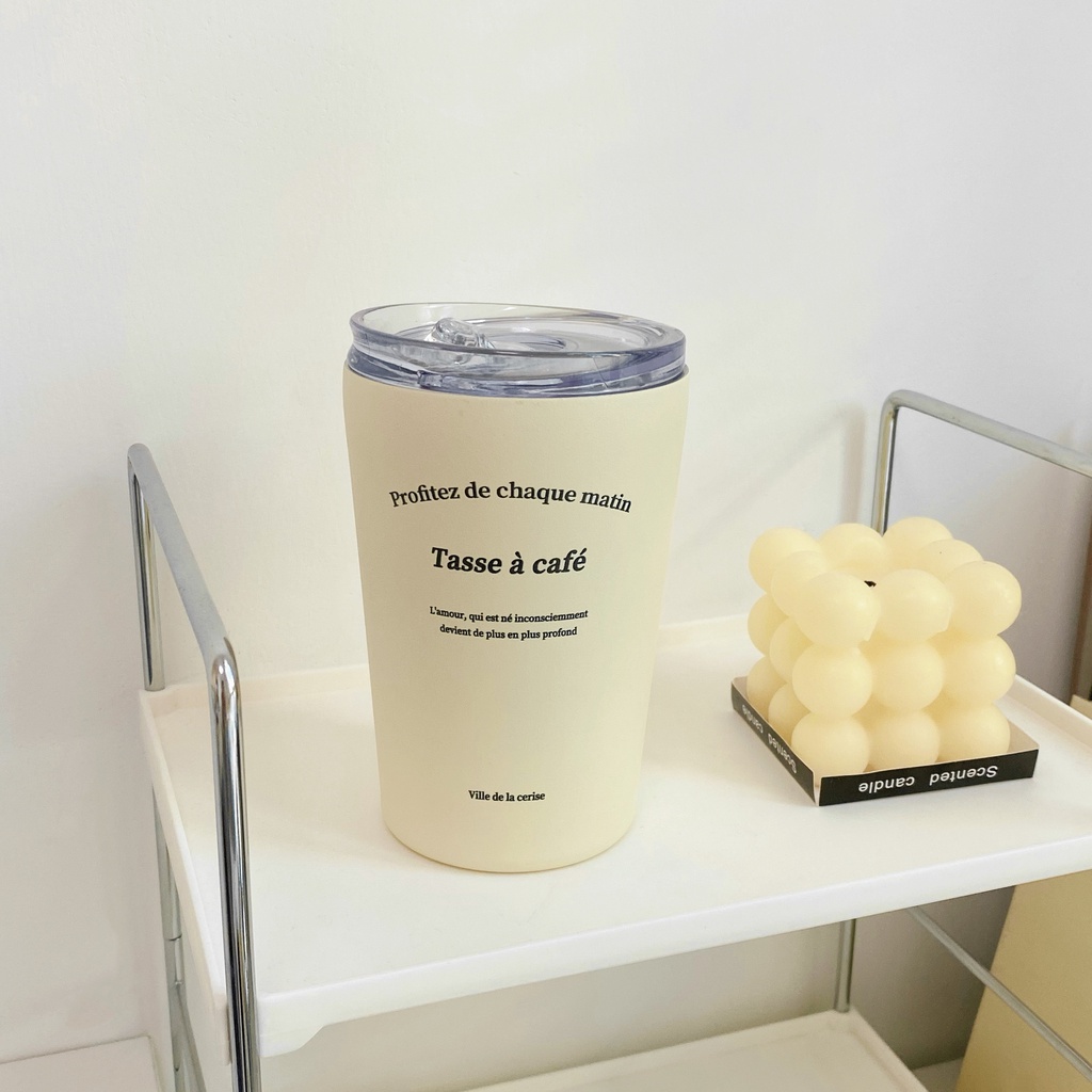 cốc giữ nhiệt thép không gỉ 304 hai lớp kết thúc mờ phong cách Pháp