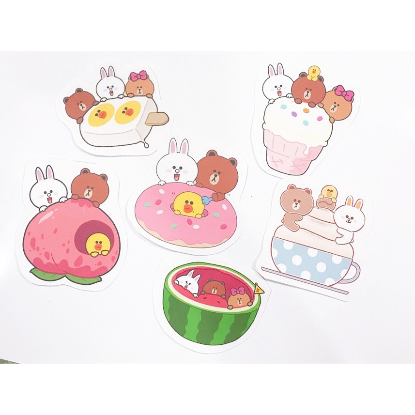 sticker gấu brown thỏ cony vịt sally cắt rời size to SCI4 có bao giấy cute dễ thương bullet journal