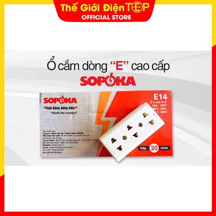 Ổ Cắm Điện 3, Đế Chịu Nhiệt, Chống Cháy E14 Sopoka - Thế Giới Điện TopE