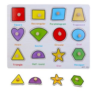 Combo 6 bộ Bảng Gỗ Ghép Hình Có Núm