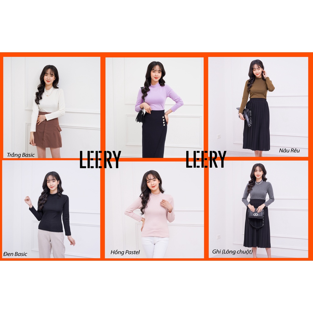 Áo giữ nhiệt nữ Leery cao cấp cổ lọ 3phan lót nỉ cổ tròn có size thu đông GN01