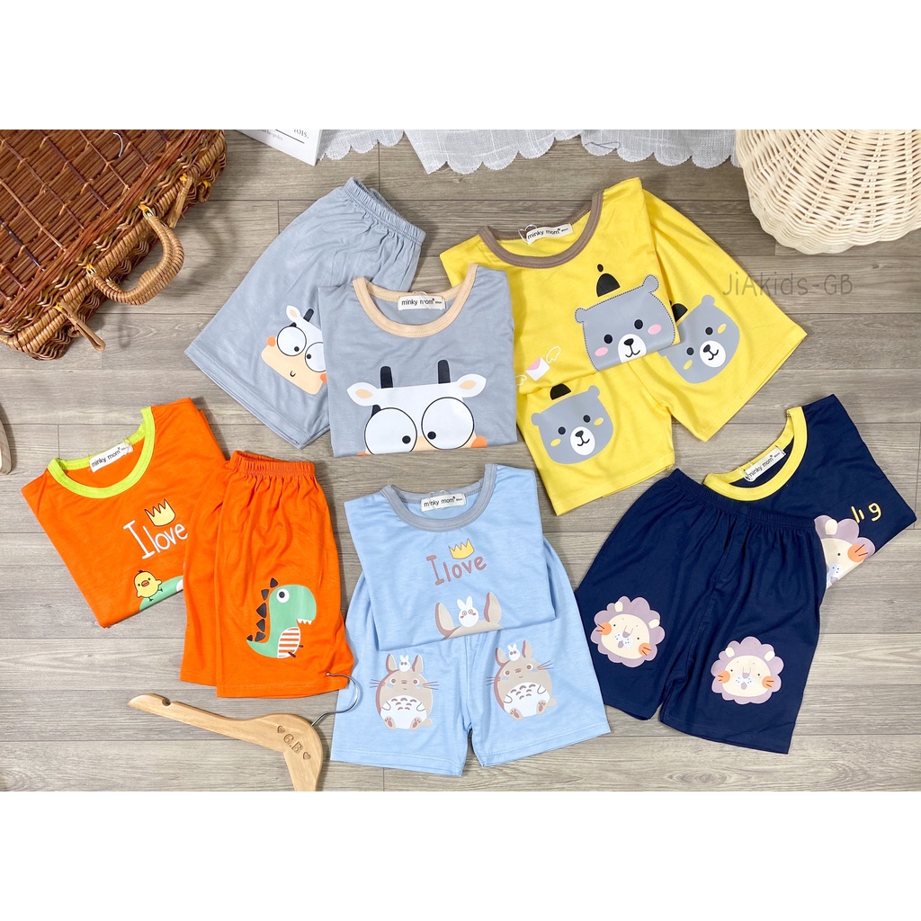 [Bé:6-27kg] Bộ Quần Áo Cộc Tay Minky Mom, Vải Thun Lạnh Thoáng Mát In Hình Thú Ngộ Nghĩnh Cho Bé - Mã: TN-IN85