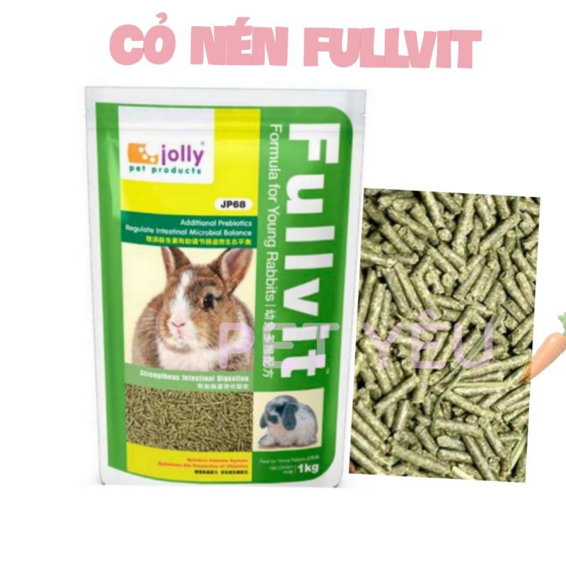 Cỏ nén FULLVIT (1kg) của JOLLY thức ăn cho thỏ dưới 6 tháng, thỏ mang thai và chăm sóc con
