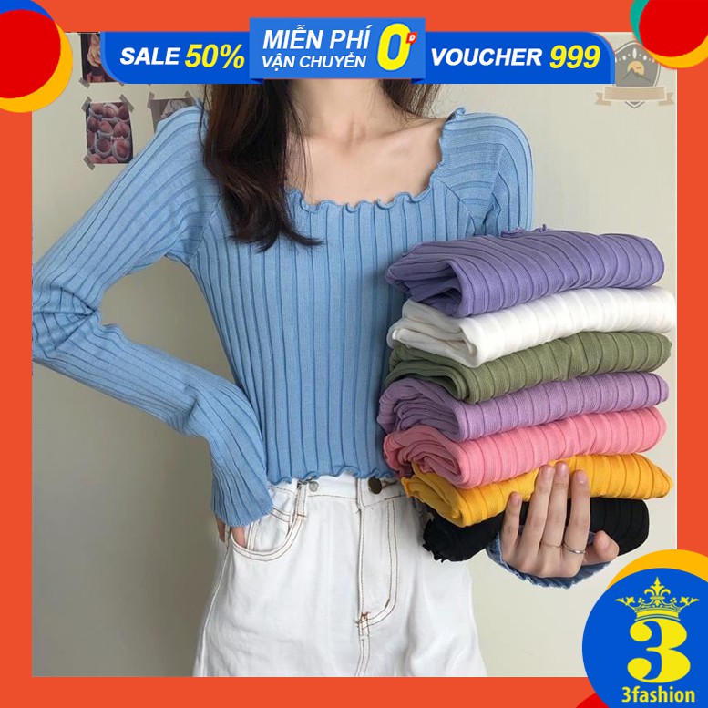 FLASH⚡SALE 9h-12h Áo Croptop Tay Dài Chất Len Tăm Mềm Mại Mát Trễ Vai Trẻ Trung Quyến Rũ- MSP T15