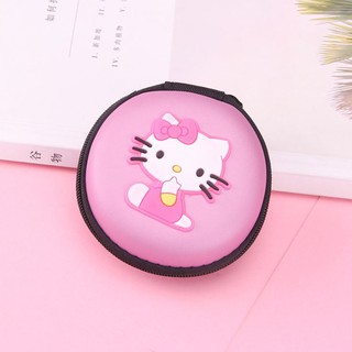 [Khuyến Mãi] Bóp Đựng Tai Nghe Cáp Sạc Hình Hello Kitty Màu Hồng Tím - Hoàng Yến Computer