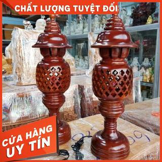Cặp đèn thờ gỗ cao 46cm