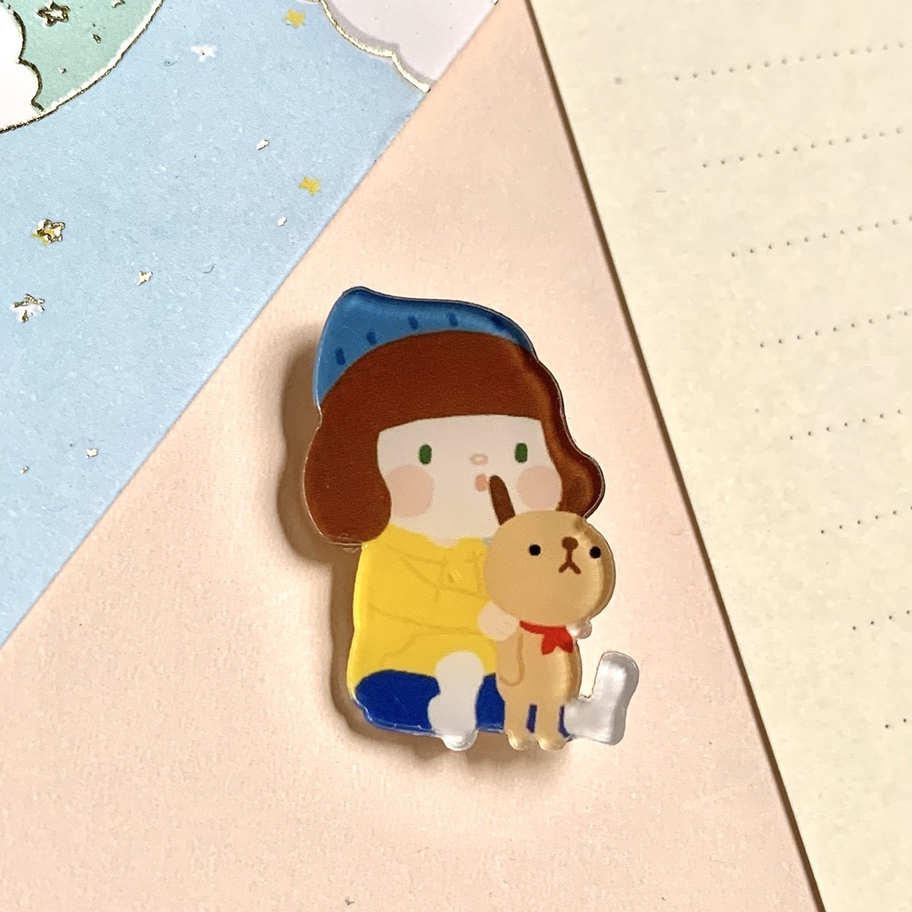 Sticker cài áo, Huy hiệu balo dễ thương Tobun Fashion nhựa acrylic SPM03