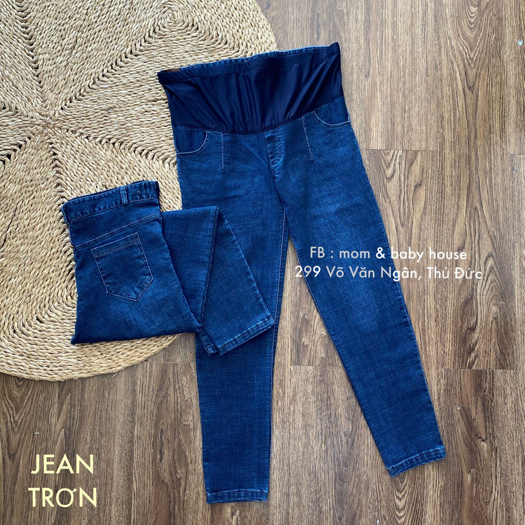 EVERMOM | Quần Baggy Jean bầu xanh trơn