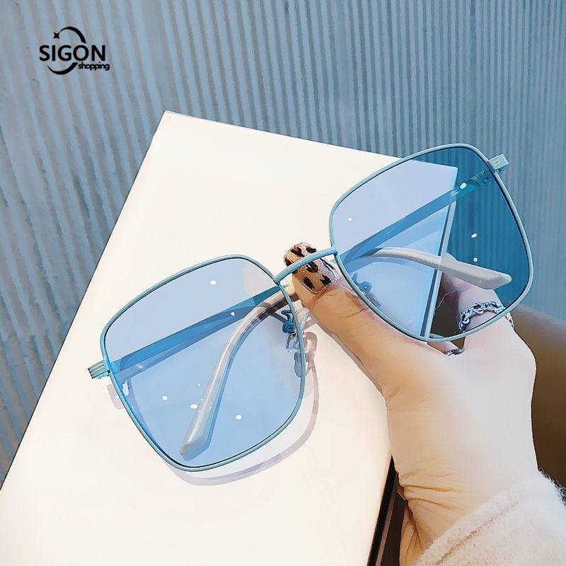 Kính Mát Gọng Vuông Lớn Bằng Kim Loại Thời Trang Cho Nam Và Nữ