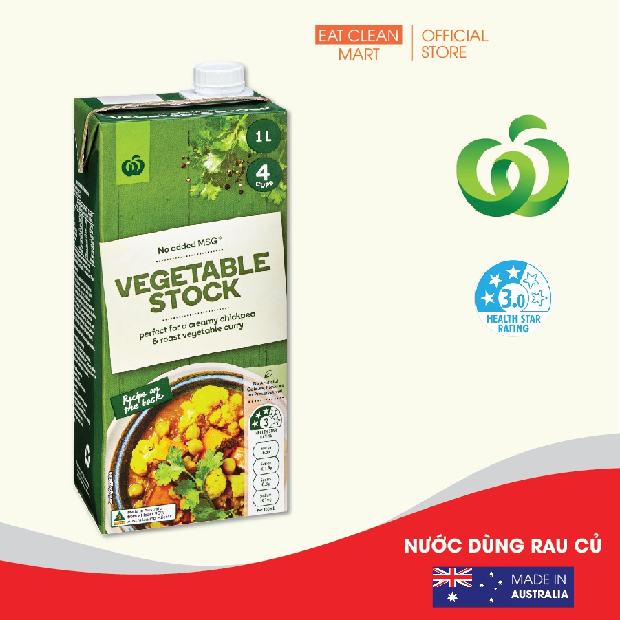 Nước dùng rau củ Woolworths - Vegetable Liquid Stock 1L