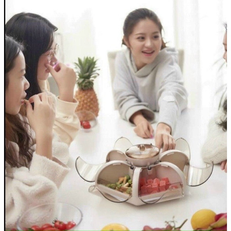 KHAY MỨT BÁNH HÌNH HOA TỰ BUNG NẮP 6 CÁNH ĐỘC LẠ ( 7 Ngăn) | BigBuy360 - bigbuy360.vn