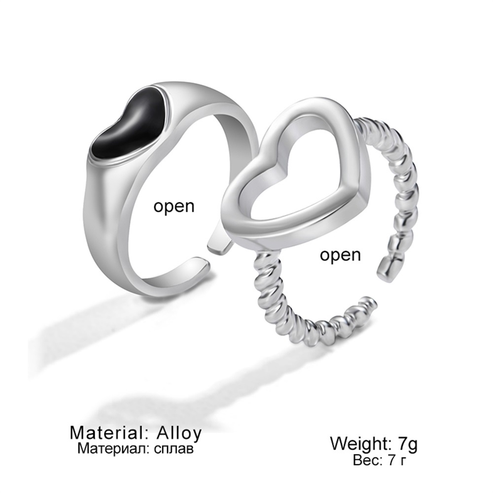 Set 2 Nhẫn Đen Đơn Giản Cổ Điển Cho Cặp Đôi