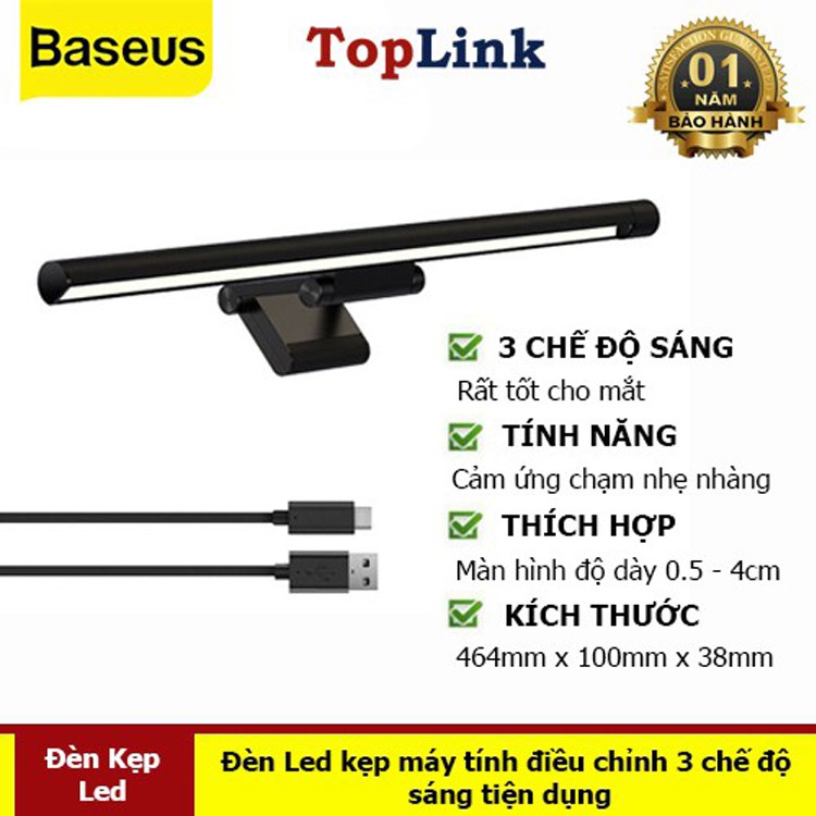 Đèn Led Treo Màn Hình Baseus Bản Pro Chống Ánh Sáng Xanh Bảo Vệ Mắt Phù Hợp Màn Mòng 5mm Đên 40mm - Toplink