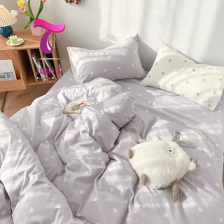 Hàng mới- bộ ga giường và vỏ gối cotton poly lụa trời đông xám nhạt nhẹ nhàng nàng thơ - gối cotton poly