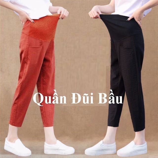 Quần đũi bầu công sở dáng suông ống rộng mềm mát cho mẹ bầu có size 40-68kg