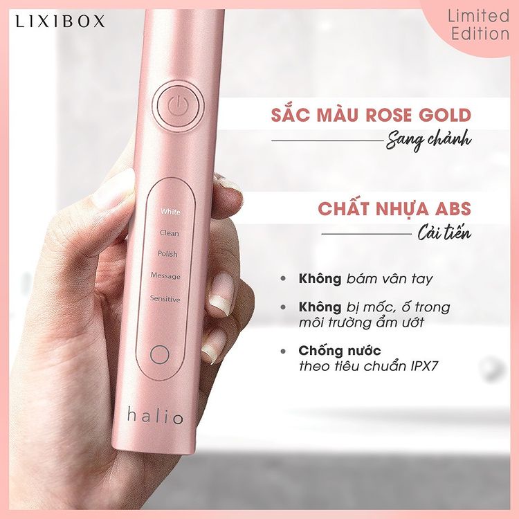 Combo 2 Bàn Chải Điện Halio Sonic Whitening Electric Toothbrush PRO Rose Gold &amp; Periwinkle