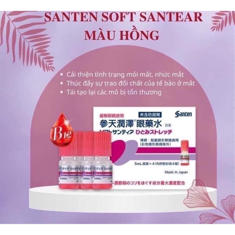 CÓ BILL- Nước Nhỏ Mắt Nhân Tạo Santen Soft Santear Nhật Bản - 2 Màu Xanh và Đỏ