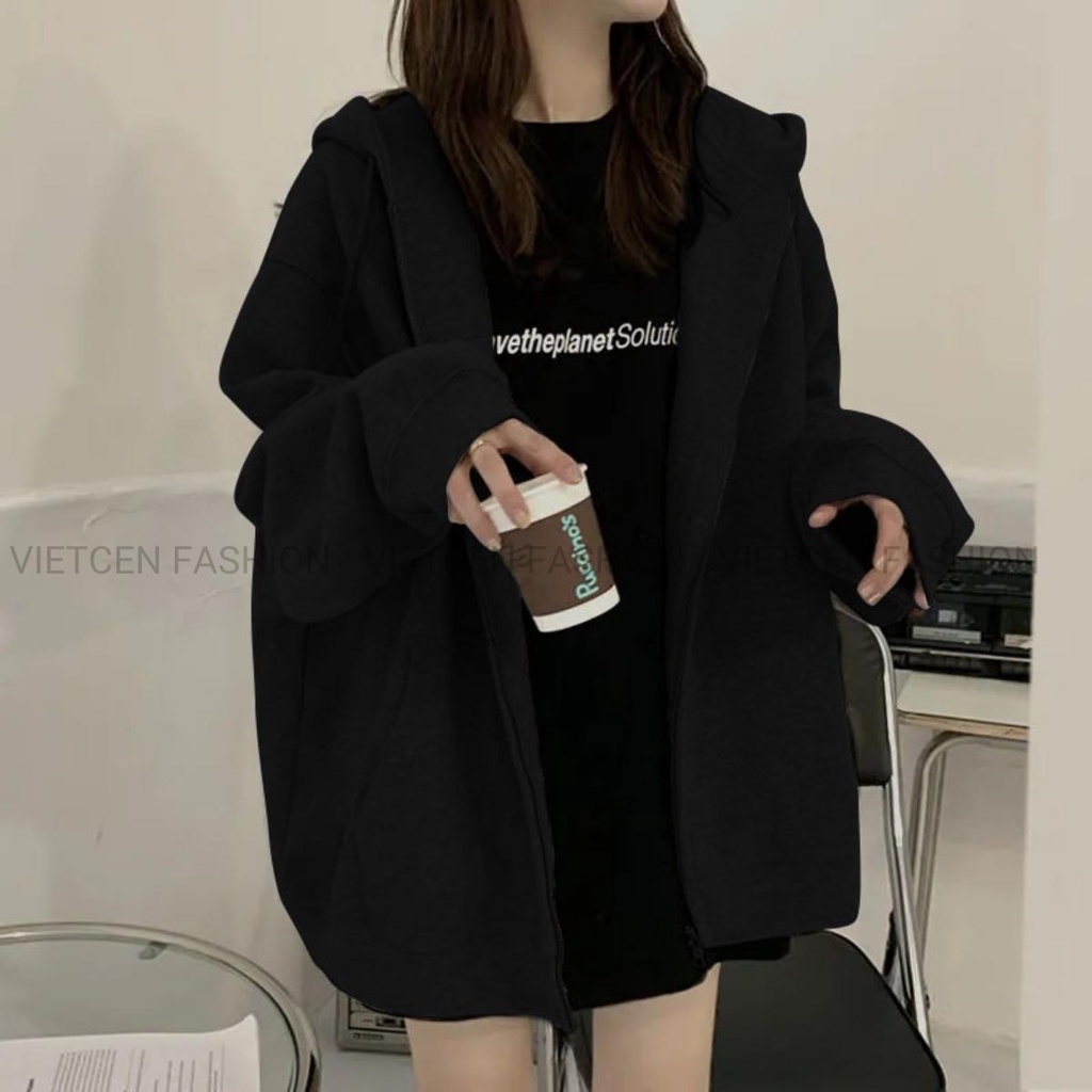 Áo Khoác Nỉ Hoodie Zip Form Rộng Nam Nữ Unisex Vietcen