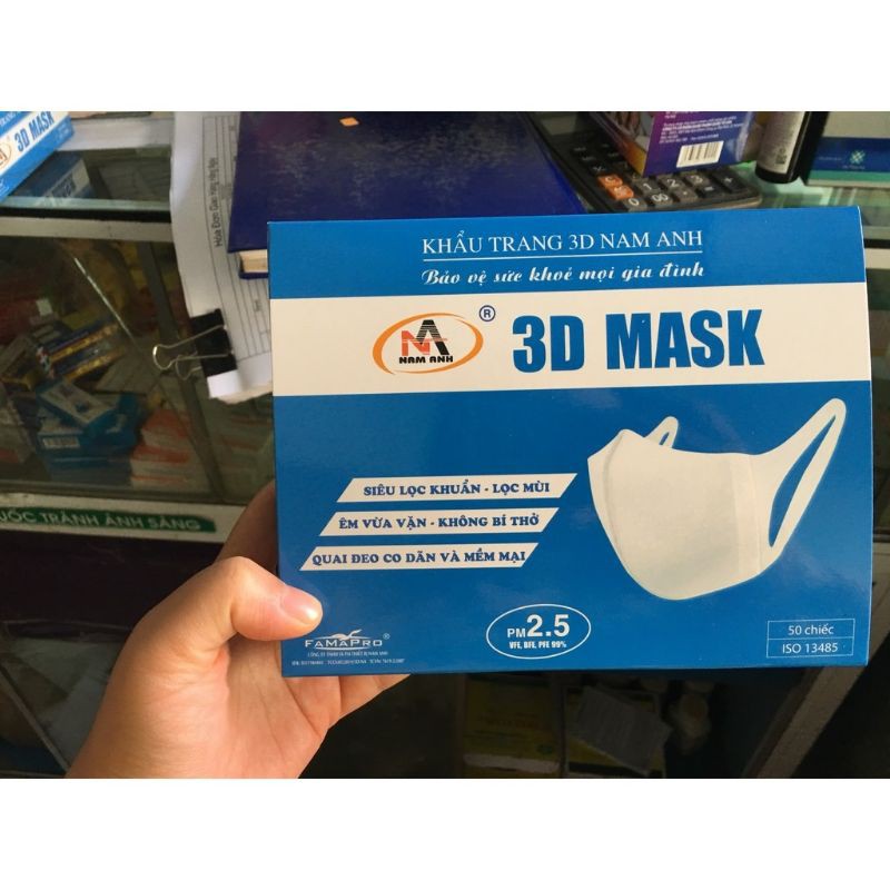 Hộp 50 Chiếc Khẩu Trang 3D Mask Nam Anh Farmapro