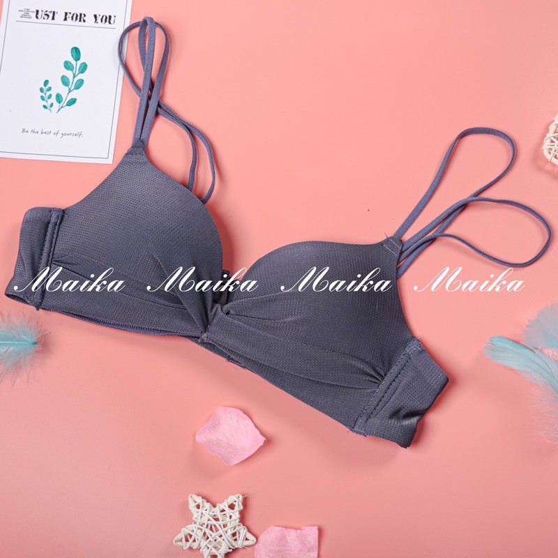 Bộ đồ lót NÂNG NGỰC MAIKA set đồ lót nhún nơ thông hơi không gọng nâng ngực siêu quyến rũ | BigBuy360 - bigbuy360.vn