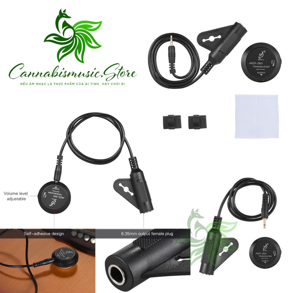 Pickup Nhạc cụ đa dụng Piezo Adeline AD-30 - Bộ thu âm thanh cho Đàn Guitar, Ukulele, Violin, Kalimba AD30