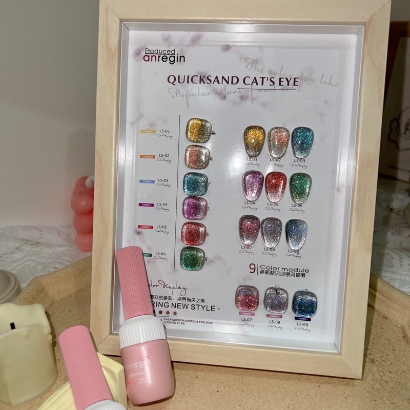 Set sơn nhũ mắt mèo flash 9c tặng kèm bảng màu