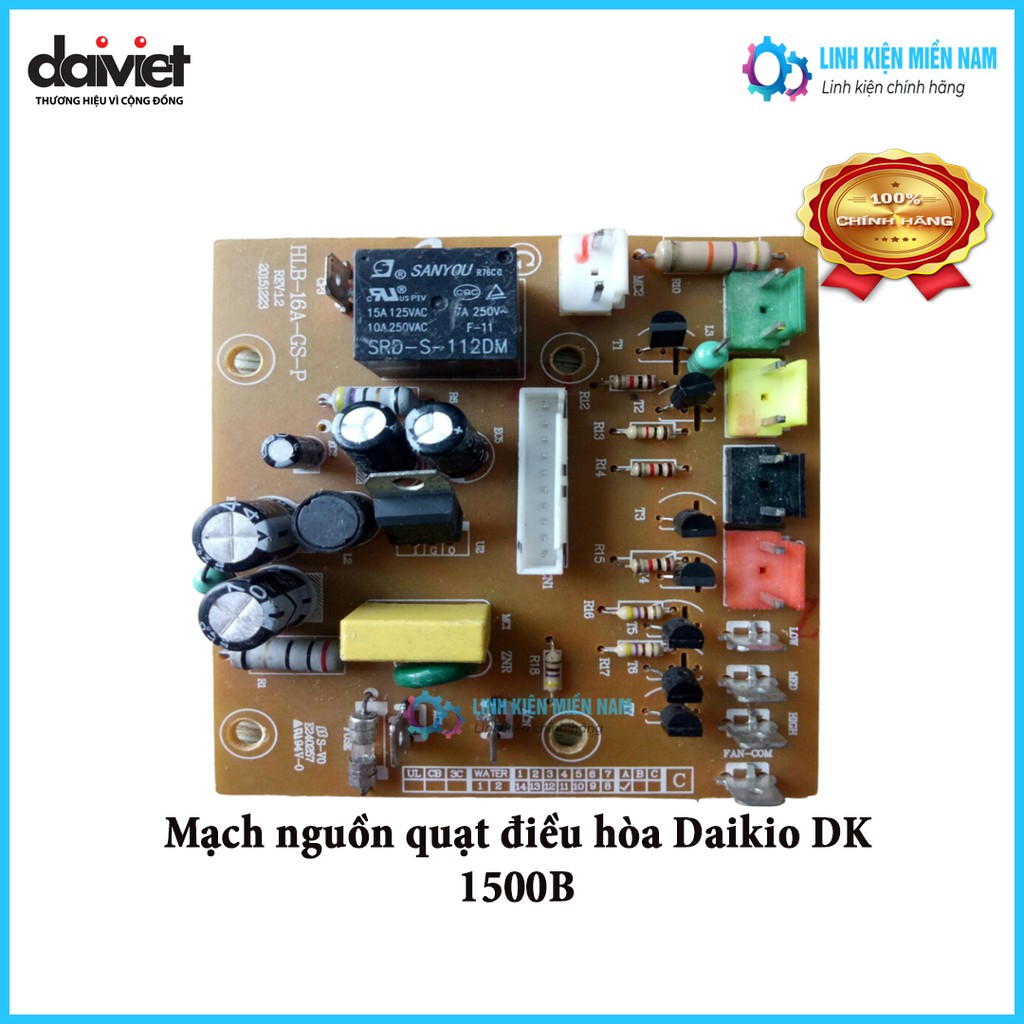 Mạch nguồn quạt điều hòa Daikio DK-1500B - Chính hãng - đã qua xử lý