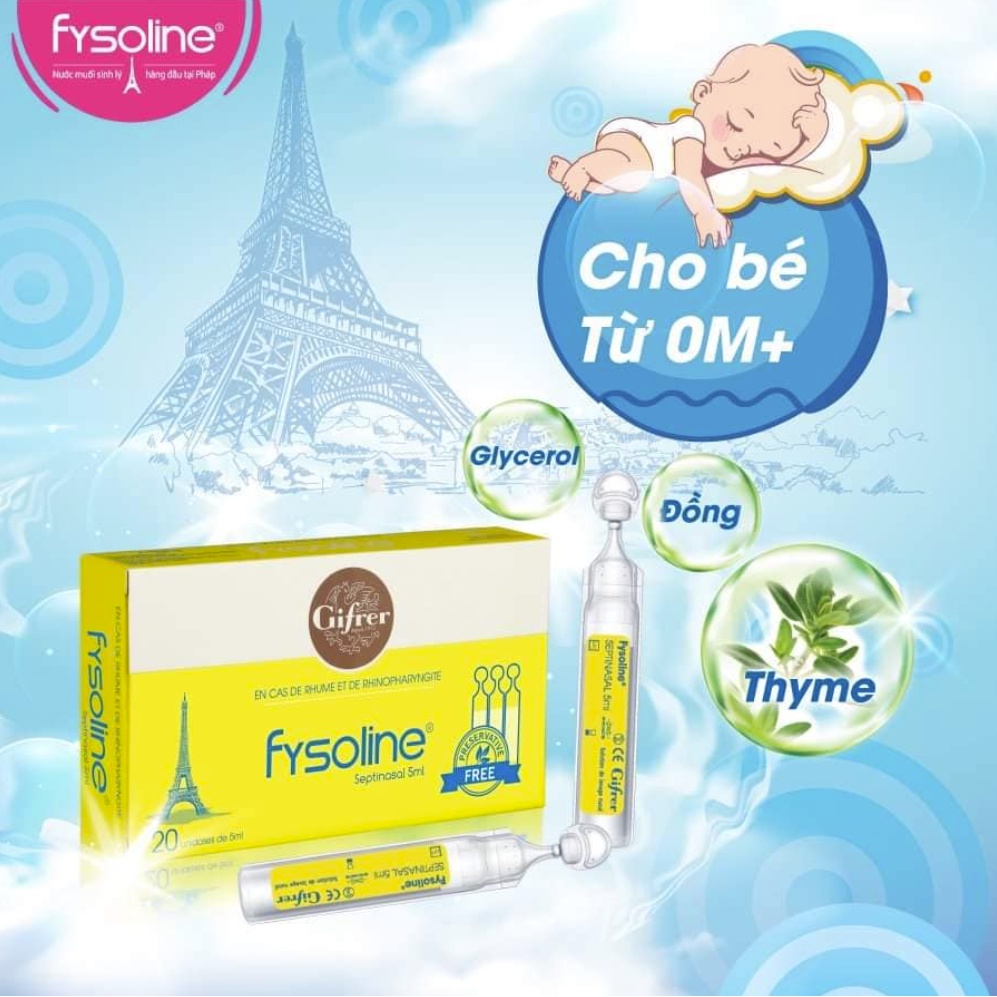 Nước Muối Sinh Lý Pháp Fysoline Gifrer giảm tắc nghẽn mũi, loại bỏ chất nhầy - Her baby