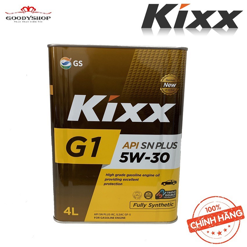 Dầu Nhớt Kixx G1 API SN Plus 5W30 4L Thùng Thiếc Xe động cơ xăng Triple Double