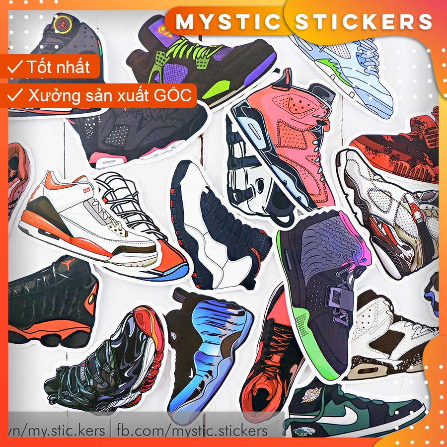 [GIÀY SNEAKER] 100 Sticker chống nước /dán xe laptop mũ bảo hiểm vali...