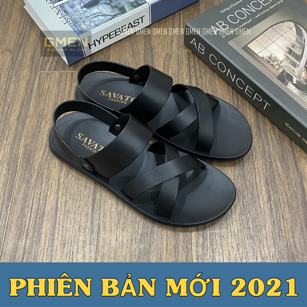 Dép da nam chất liệu da bò đế cao su bảo hành 1 năm GM0686