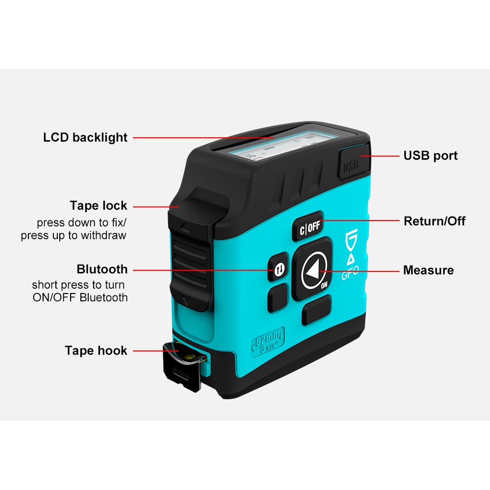 Thước Dây Đo Độ Chính Xác Cao 5M Có Màn Hình Kỹ Thuật Số Bluetooth Và Màn Hình Kỹ Thuật Số Cho Làm Gỗ/Nhà Ở