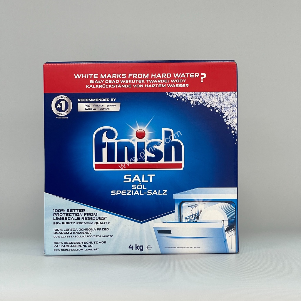 Muối rửa bát Finish 4kg hộp to tiết kiệm, muối rửa chén finish hộp 1.2kg 1.5kg, muối làm mềm nước máy rửa bát
