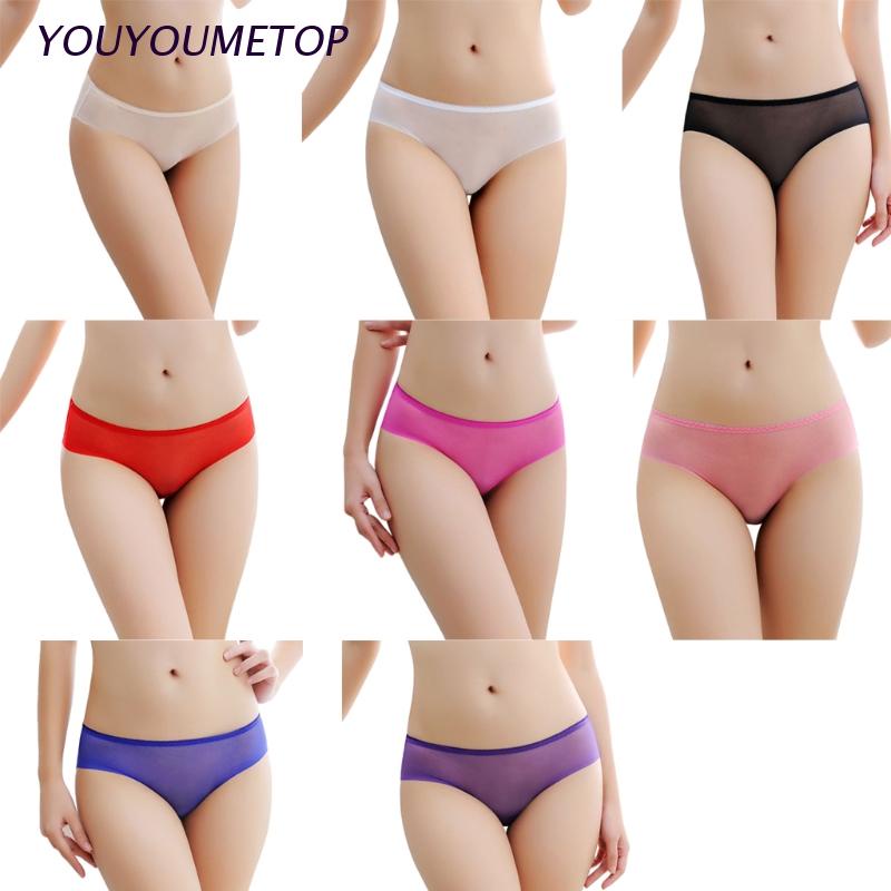Quần lót lưới siêu mỏng xuyên thấu lưng thấp không đường may cho nữ
