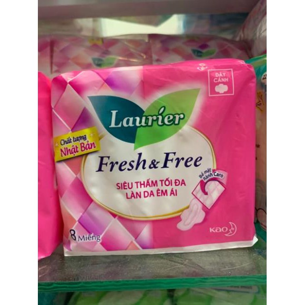 Băng vệ sinh Laurier Fresh and Free dày không cánh và Không Cánh 8 miếng