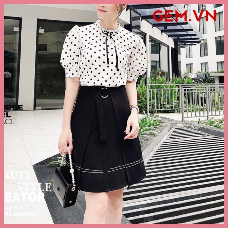 [BÁN BUÔN&amp;LẺ] Áo kiểu nữ chấm bi GEM31 đi học hay công sở - dạo phố đều hợp thời trang - chất lụa nhuyễn đẹp GEM.VN