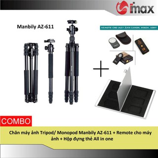 Chân máy ảnh Tripod/ Monopod Manbily AZ-611 + Remote cho máy ảnh + Hộp đựng thẻ All in one